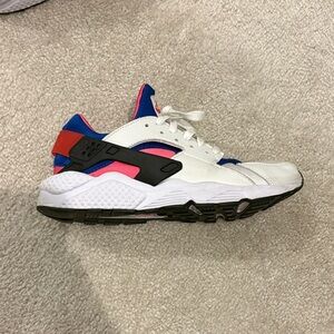 Nike Air Huarache White with Blue and Pink Accents